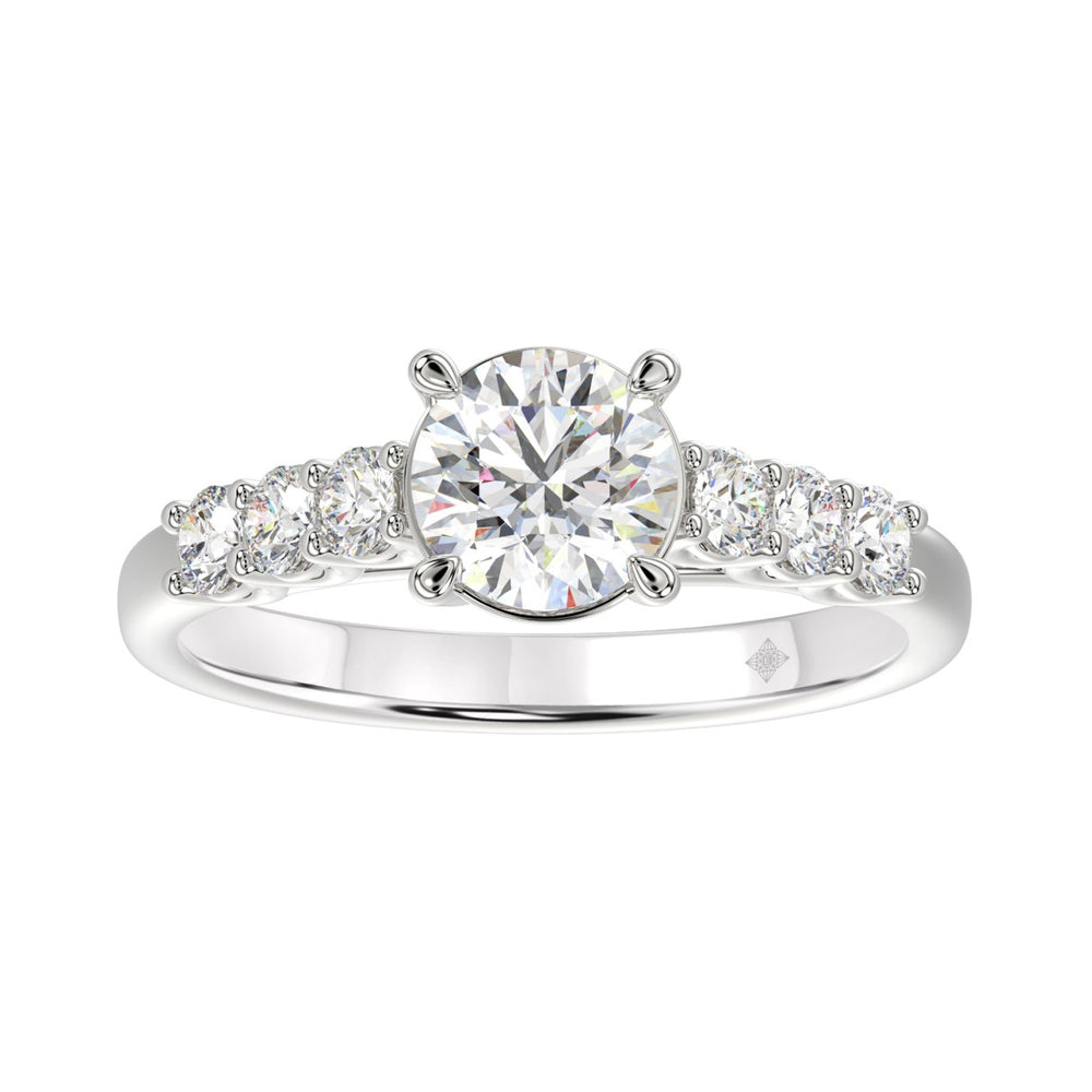 LADIES RING 1 1/2CT ROUND DIAMOND 14K WHITE GOLD (CENTER STONE ROUND DIAMOND 1CT)