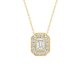14K YELLOW GOLD 1.00CT ROUND/EMERALD DIAMOND LADIES PENDANT (CENTER STONE EMERALD DIAMOND 3/4CT)