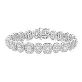 LADIES BRACELET 12 1/2CT ROUND/OVAL/EMERALD DIAMOND 14K WHITE GOLD (CENTER STONE EMERALD/OVAL DIAMOND 1/4CT )