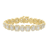 LADIES BRACELET 12 1/2CT ROUND/OVAL/EMERALD DIAMOND 14K YELLOW GOLD (CENTER STONE EMERALD/OVAL DIAMOND 1/4CT )