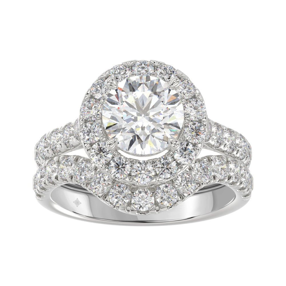 14K WHITE GOLD 3.00CT ROUND DIAMOND LADIES BRIDAL SET (CENTER STONE ROUND DIAMOND 1 1/2CT