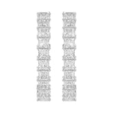 LADIES HOOP EARRINGS 5CT PRINCESS DIAMOND 14K WHITE GOLD