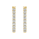LADIES HOOP EARRINGS 3CT ROUND DIAMOND 14K YELLOW GOLD