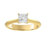 LADIES SOLITAIRE RING 1CT PRINCESS DIAMOND 14K YELLOW GOLD