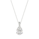 LADIES SOLITAIRE PENDANT WITH CHAIN 1CT PEAR DIAMOND 14K WHITE GOLD