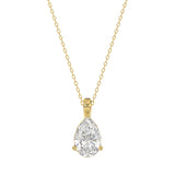 LADIES SOLITAIRE PENDANT WITH CHAIN 1CT PEAR DIAMOND 14K YELLOW GOLD