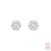 Diamond Cluster Stud Earrings| 0.50 CTW Lab-Created Diamonds | Sterling Silver