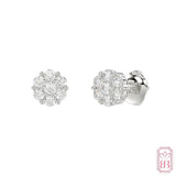 Diamond Cluster Stud Earrings| 0.50 CTW Lab-Created Diamonds | Sterling Silver
