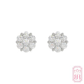 Diamond Cluster Stud Earrings| 1.00 CTW Lab-Created Diamonds | Sterling Silver