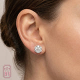 Diamond Cluster Stud Earrings| 1.00 CTW Lab-Created Diamonds | Sterling Silver