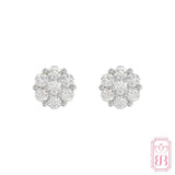 Diamond Cluster Stud Earrings| 1.00 CTW Lab-Created Diamonds | Sterling Silver