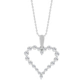 Silver 0.50ct Round Diamond Ladies Heart Necklace