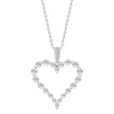 Silver 0.75ct Round Diamond Ladies Heart Necklace