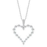 Silver 0.75ct Round Diamond Ladies Heart Necklace