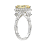 14K WHITE GOLD 4 1/4CT ROUND/TRAPEZOID/RADIANT DIAMOND LADIES RING (CENTER STONE YELLOW RADIANT DIAMOND 3.00CT)