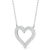 10K White Gold 0.50ct Round Diamond Ladies Heart Necklace