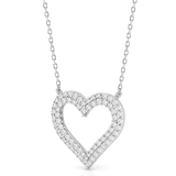 Silver 0.50ct Round Diamond Ladies Heart Necklace