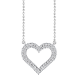 Silver 0.50ct Round Diamond Ladies Heart Necklace