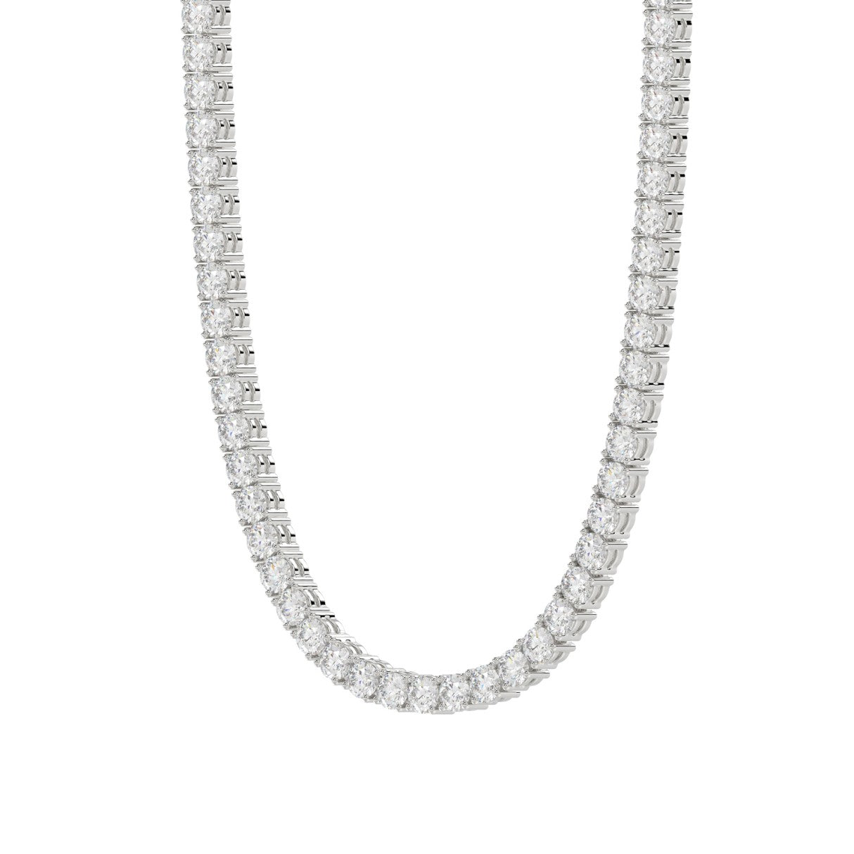 14K WHITE GOLD 16 1/6CT 18" ROUND DIAMOND LADIES TENNIS NECKLACE
