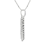 Silver 1.00ct Round Diamond Ladies Heart Necklace