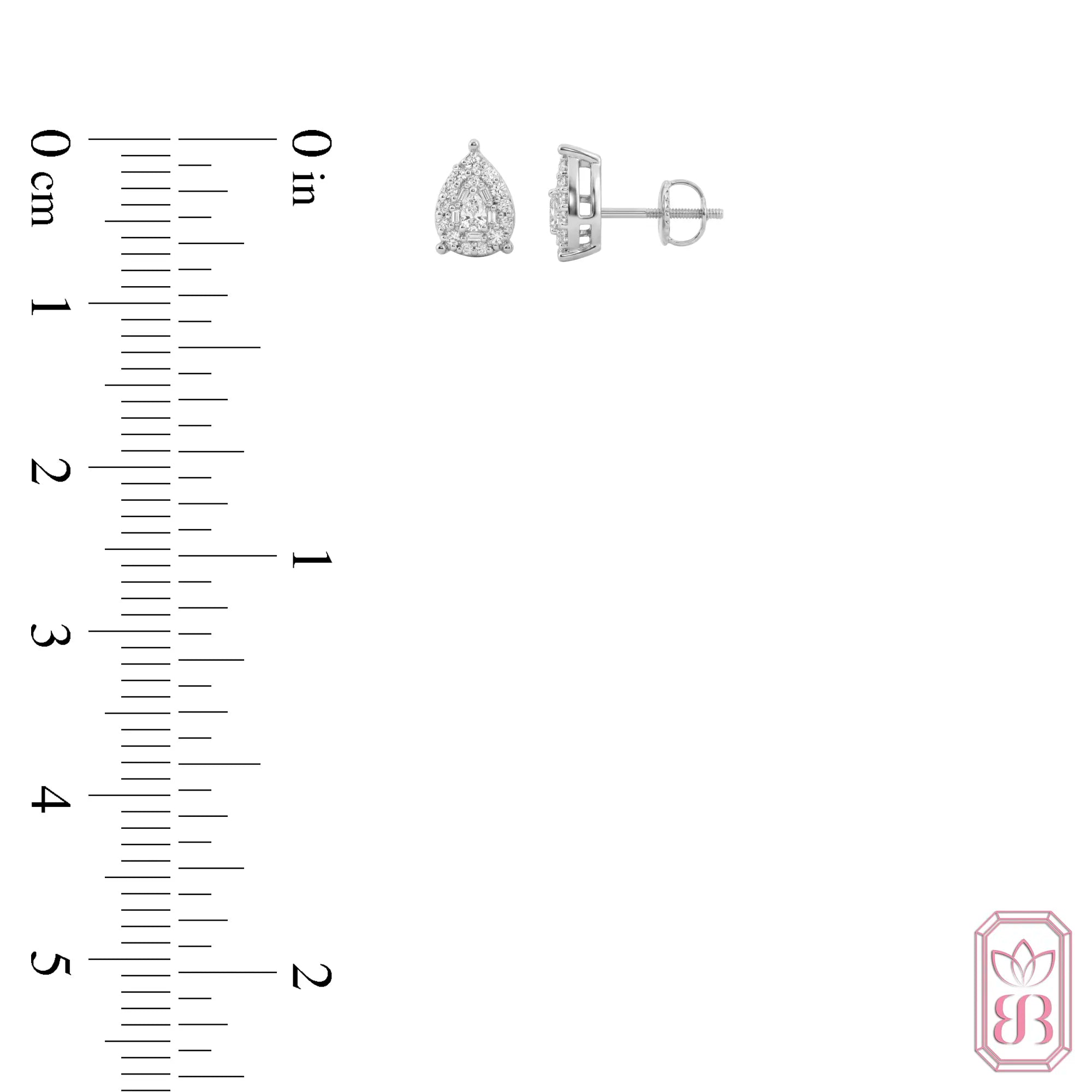 Radiant Pear Halo Stud Earrings | 0.62 CTW Lab-Created Diamonds | Sterling Silver