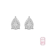 Radiant Pear Halo Stud Earrings | 0.62 CTW Lab-Created Diamonds | Sterling Silver