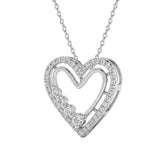 10K White Gold 0.50ct Round Diamond Ladies Heart Necklace