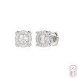 Classic Round Halo Stud Earrings | 0.75 CTW Lab-Created Diamonds | Sterling Silver