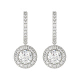 LADIES EARRINGS 3CT ROUND DIAMOND 14K WHITE GOLD (CENTER STONE ROUND DIAMOND 2CT )
