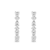 LADIES HOOP EARRINGS 2CT ROUND/PEAR DIAMOND 14K WHITE GOLD