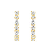 LADIES HOOP EARRINGS 2CT ROUND/PEAR DIAMOND 14K YELLOW GOLD