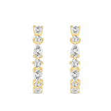 LADIES HOOP EARRINGS 2CT ROUND/PEAR DIAMOND 14K YELLOW GOLD