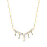 LADIES NECKLACE 3CT ROUND/PEAR DIAMOND 14K YELLOW GOLD