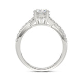 LADIES RING 2CT ROUND/OVAL DIAMOND 14K WHITE GOLD (CENTER STONE OVAL DIAMOND 1 1/2CT )