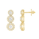 LADIES EARRINGS 3 3/4CT ROUND DIAMOND 14K YELLOW GOLD (CENTER STONE ROUND DIAMOND 1 1/3CT)