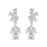 LADIES EARRINGS 4CT ROUND/MARQUISE/PEAR DIAMOND 14K WHITE GOLD