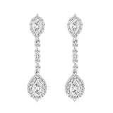 LADIES LINEAR EARRINGS 2 3/4CT PEAR/ROUND DIAMOND 14K WHITE GOLD (CENTER STONE PEAR DIAMOND 1CT )