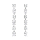 LADIES LINEAR EARRINGS 4 1/2CT OVAL/ROUND DIAMOND 14K WHITE GOLD