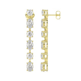 LADIES LINEAR EARRINGS 4 1/2CT OVAL/ROUND DIAMOND 14K YELLOW GOLD