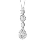 LADIES PENDANT WITH CHAIN 2CT PEAR/ROUND/OVAL DIAMOND 14K WHITE GOLD