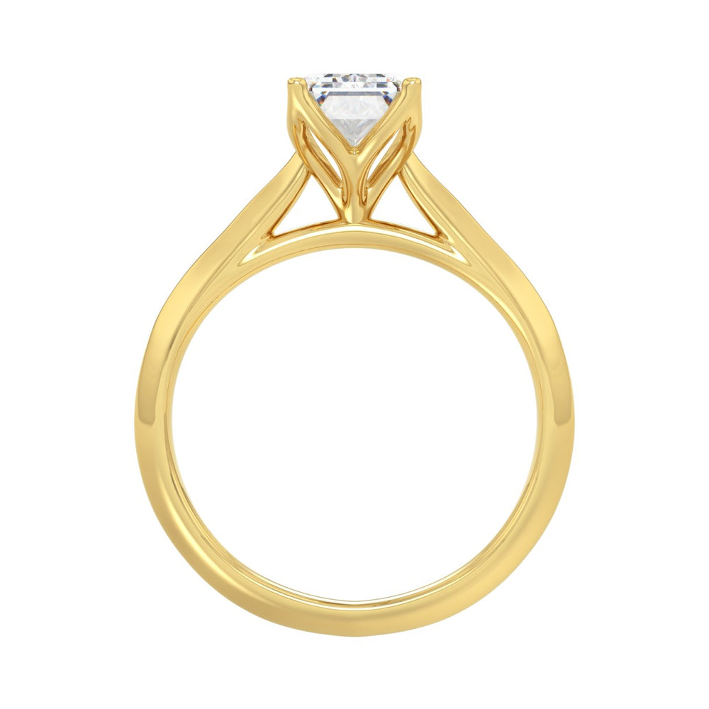 LADIES SOLITAIRE RING 2CT EMERALD DIAMOND 14K YELLOW GOLD