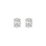 LADIES SOLITAIRE EARRINGS 1 1/2CT OVAL DIAMOND 14K WHITE GOLD