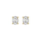 LADIES SOLITAIRE EARRINGS 1 1/2CT OVAL DIAMOND 14K YELLOW GOLD