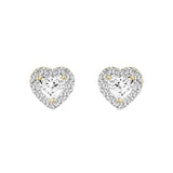 14K YELLOW GOLD1 3/8CT ROUND / HEART DIAMOND LADIES EARRINGS (CENTER STONE HEART DIAMOND 1CT )