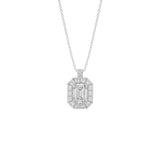 LADIES PENDANT WITH CHAIN 1 3/8CT ROUND/EMERALD DIAMOND 14K WHITE GOLD (CENTER STONE EMERALD DIAMOND 1CT )