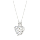LADIES SOLITAIRE PENDANT WITH CHAIN 1 1/2CT HEART DIAMOND 14K WHITE GOLD