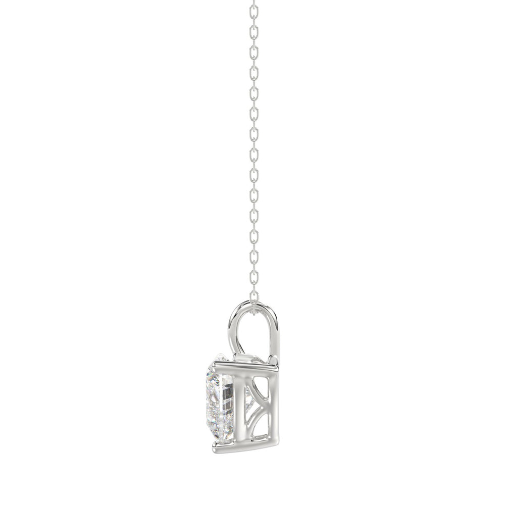 LADIES SOLITAIRE PENDANT WITH CHAIN 1/2CT HEART DIAMOND 14K WHITE GOLD