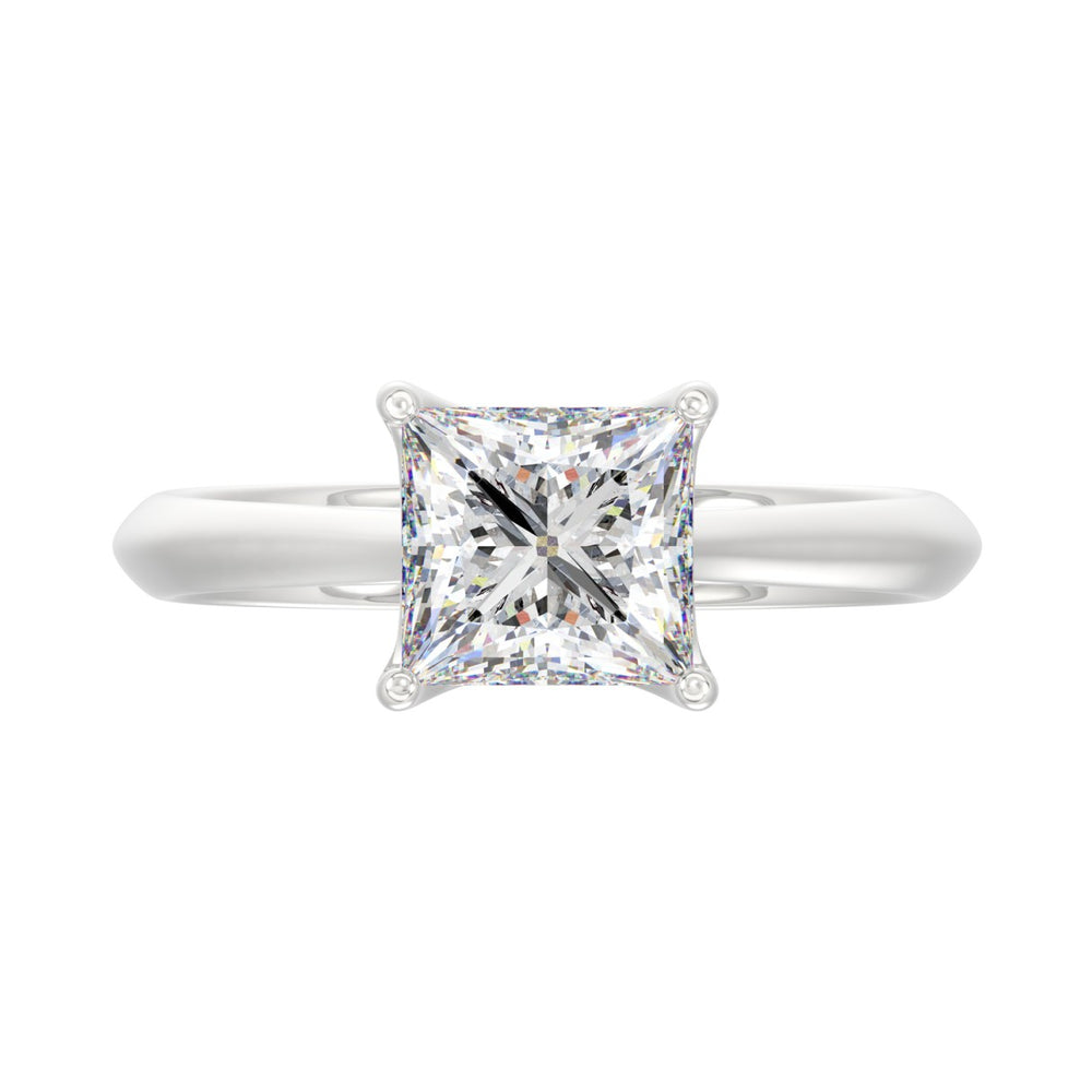 LADIES SOLITAIRE RING 2CT PRINCESS DIAMOND 14K WHITE GOLD