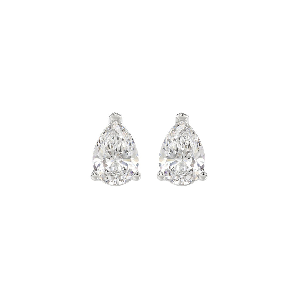 LADIES SOLITAIRE EARRINGS 1 1/2CT PEAR DIAMOND 14K WHITE GOLD