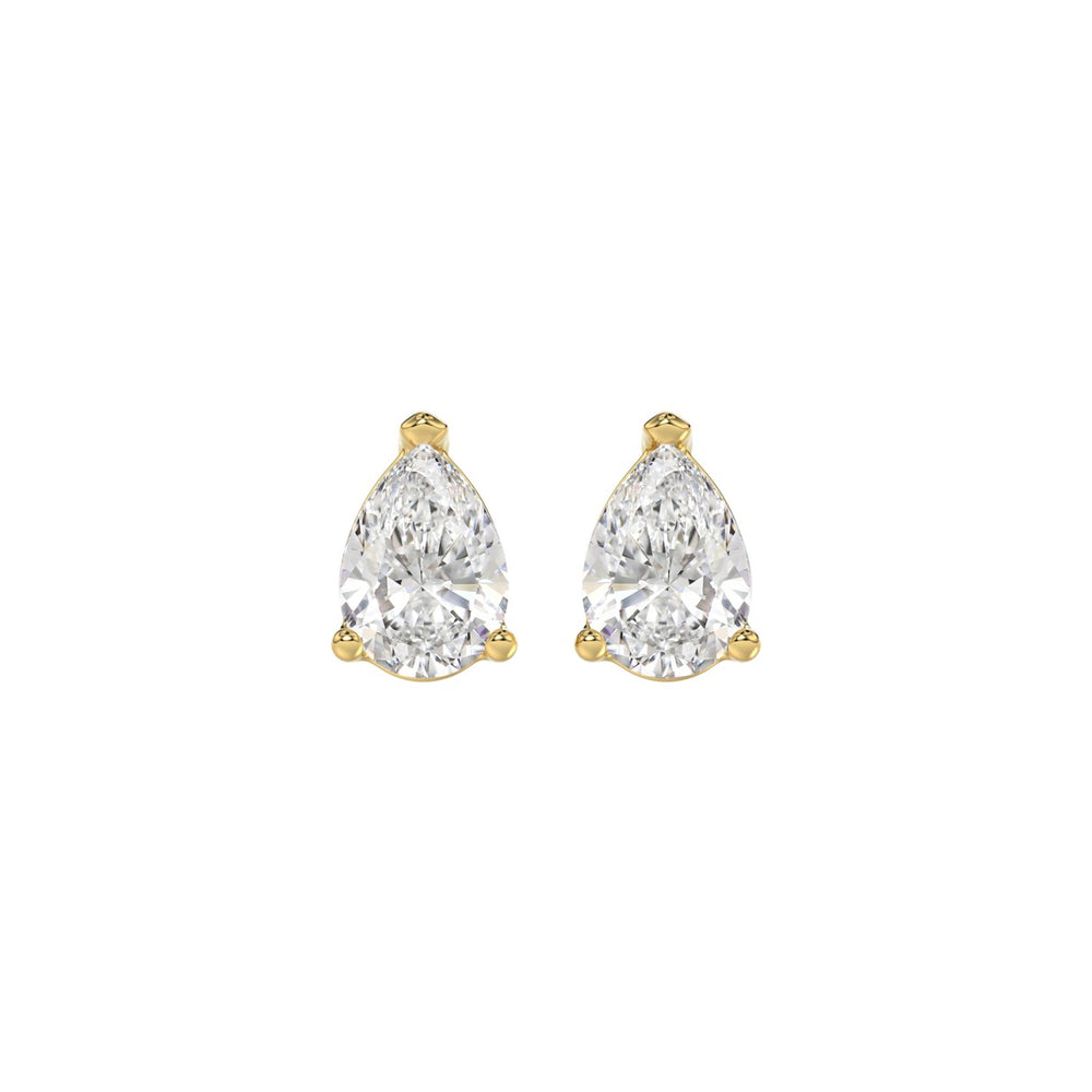 LADIES SOLITAIRE EARRINGS 1 1/2CT PEAR DIAMOND 14K YELLOW GOLD